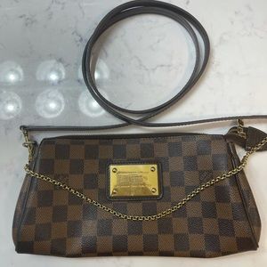 LOUIS VUITTON Authentic 
Damier Ebene Eva Clutch